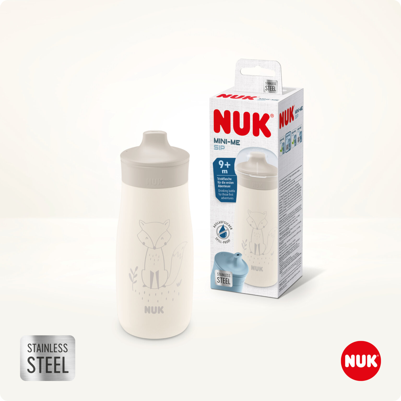 NUK - MINI-ME SIP Παιδικό Παγούρι από ανοξείδωτο ατσάλι 9m+ (μπεζ) - 300ml 10225324